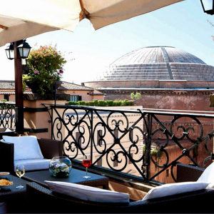 A view from the Grand Hotel de la Minerve (Hotel Minerva) in Rome, Italy