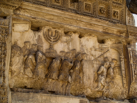 Detail from the Arch of Titus showing the sack of Jerusalem