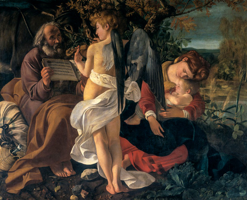 Caravaggio's Rest on the Flight to Egypt (1594-1596) in the Galleria Doria Pamphilj, Rome