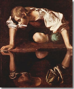 Caravaggio's Narcisso (1594–96) in the Galleria Nazionale d'Arta Antica- Palazzo Barberini, Rome