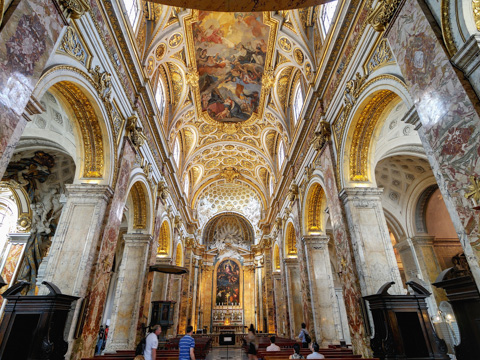 The baroque interior of the church of San Luigi dei Francesi, Rome