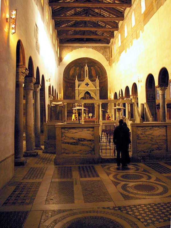 The interior of the church of Santa Maria in Cosmedin, Rome.