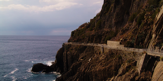 The Via dell'Amore trail along the Cinque Terre in Liguria, Italy