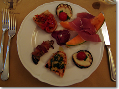 An antipasto misto (mixed appetizer plate).