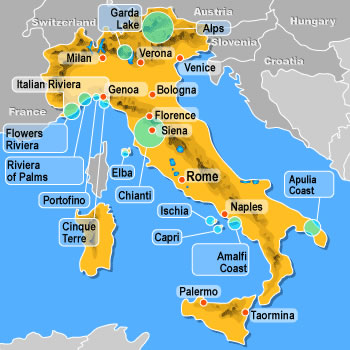 Map of hotels in Italy