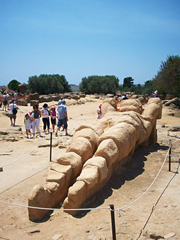 The giant telamon at the Temple of Zeus, Agrigento.