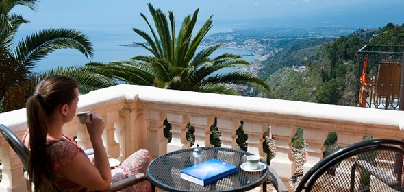 A view from a balcony at Hotel Villa Schuler, Taormina