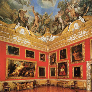 The Galleria Palatina painting museum in the Palazzo Pitti of Florence