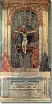 Masaccio's Trinità (Trinity) fresco in Santa Maria Novella church in Florence.