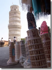 Leaning Tower of Pisa souvenirs (and one real thing).
