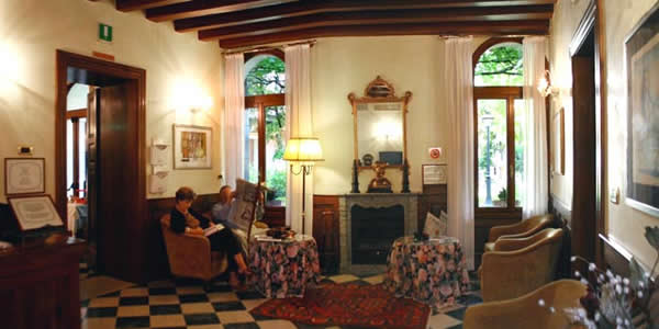 A common room in the Pensione Hotel Accademia, Venice