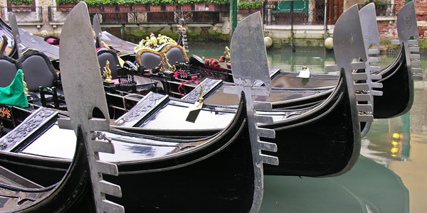 Gondolas in the Bacino Orseolo, Venice