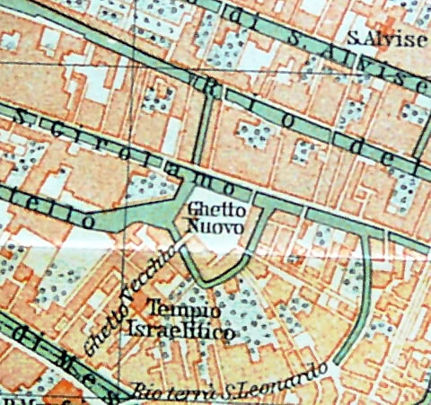 A 1905 Baedecker's map of Vencie showing the Jewish Ghetto
