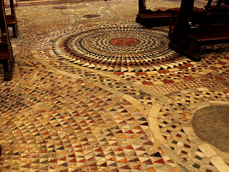 The inlaid stone pavement in Basilica San Marco, Venice.